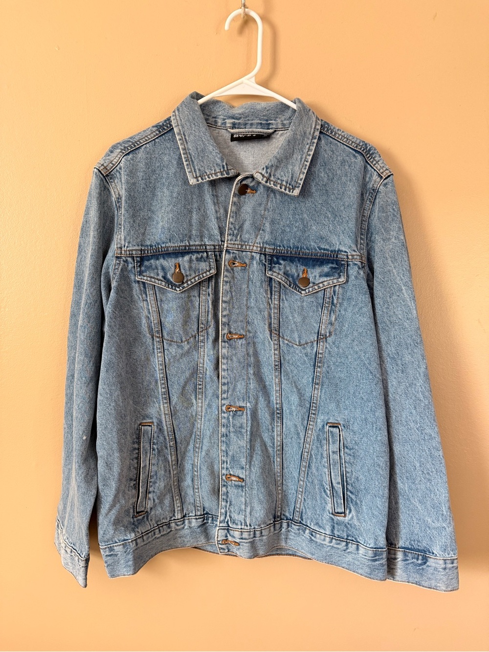 AC/DC Vintage Style Denim Jacket Women’s M/L Tie Dye Back Rock Band Jean Jacket